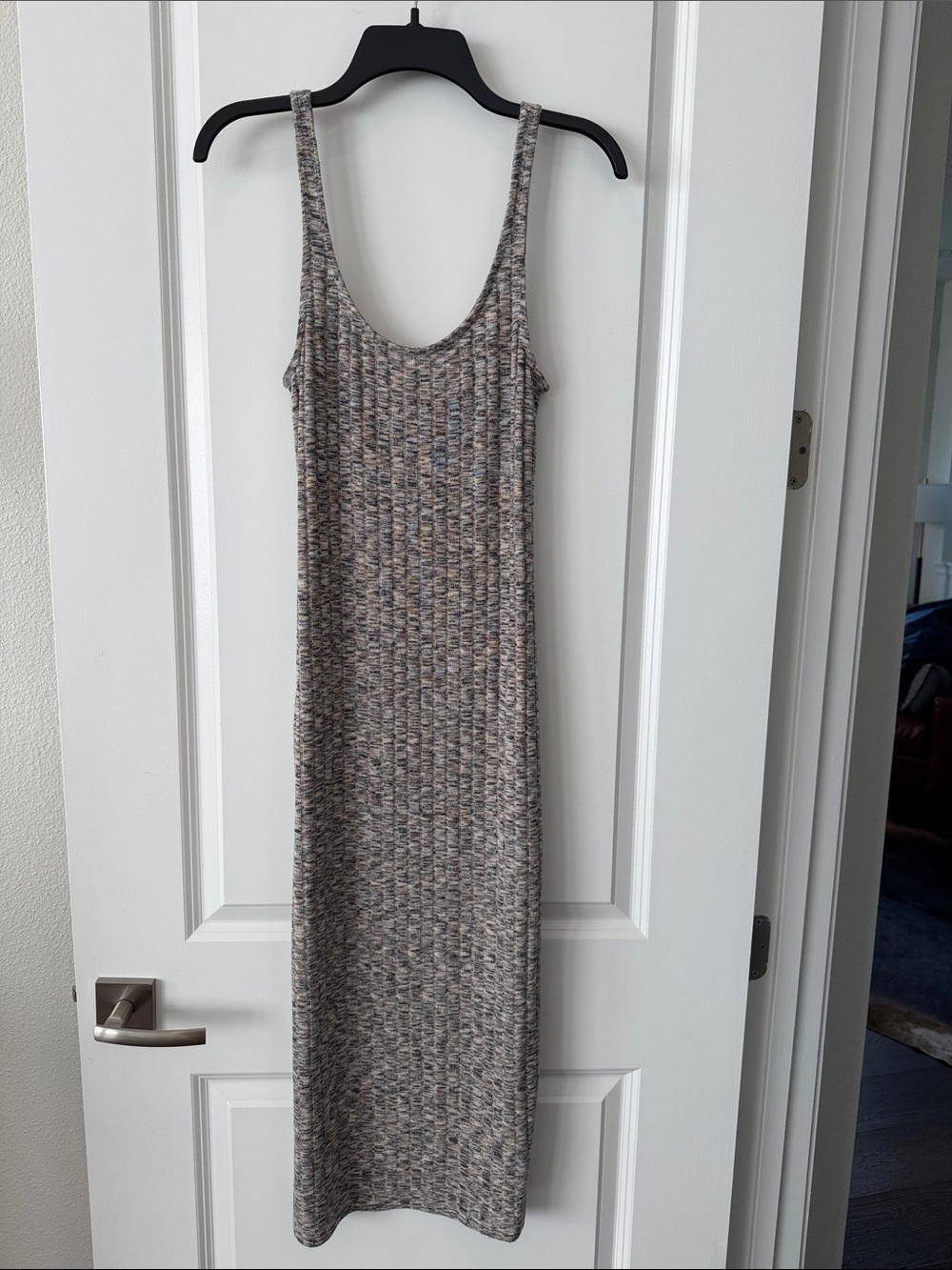Billabong Heathered Taupe Ribbed Tank Maxi Dress
